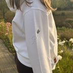 Duck in the flower garden, Signature Embroidered hoodie, ages 7-13