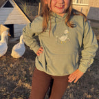 Duck in the flower garden, Signature Embroidered hoodie, ages 7-13