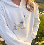 Duck in the flower garden embroidered hoodie ages 1 - 6